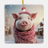 動物愛好家ギフト、ファーム恋人ギフト、かわいい豚 セラミックオーナメント (正面)