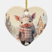 動物愛好家ギフト、ファーム恋人ギフト、かわいい豚 セラミックオーナメント (正面)