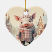 動物愛好家ギフト、ファーム恋人ギフト、かわいい豚 セラミックオーナメント (裏面)