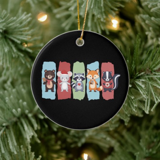 動物愛好家クリスマスラクーンオポッサム冬 セラミックオーナメント (ツリー)