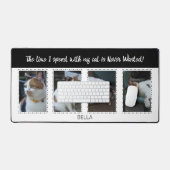 動物愛好家ネコ4写真名白黒 デスクマット (キーボード&マウス)