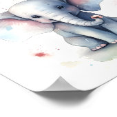 動物愛好家水彩イラストレーションかわいいゾウ ポスター (角)