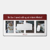 動物愛好家猫4 photo name white burgundy デスクマット (キーボード&マウス)