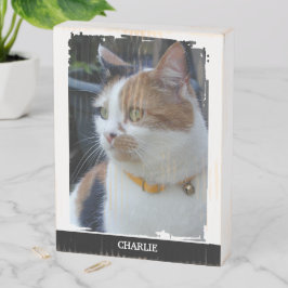 動物愛好家追加の名前black cat photo rustic ウッドボックスサイン