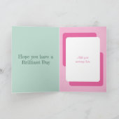 動物愛好家追加フォトピンク緑の誕生日 カード (内部)