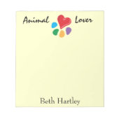 動物愛好家_ハート – ポーパターン ノートパッド (正面)