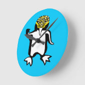 動物愛好家!可愛クールいペンギン ラウンド壁時計 (傾斜)