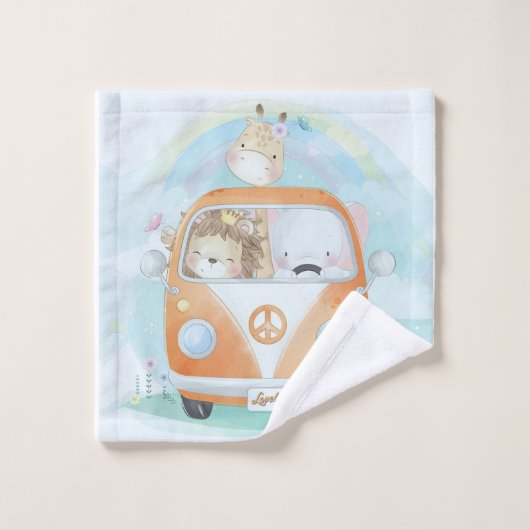 動物愛好家 | Animal Racing Car Branet ウォッシュタオル (ウォッシュタオル)