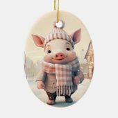 動物愛好者へのギフト, 農場愛好者へのギフト, かわいい豚 セラミックオーナメント (裏面)