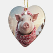動物愛好者へのギフト, 農場愛好者へのギフト, かわいい豚 セラミックオーナメント (左)