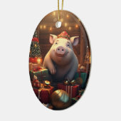 動物愛好者へのギフト, 農場愛好者へのギフト, かわいい豚 セラミックオーナメント (左)