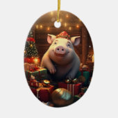 動物愛好者へのギフト, 農場愛好者へのギフト, かわいい豚 セラミックオーナメント (正面)