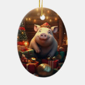 動物愛好者へのギフト, 農場愛好者へのギフト, かわいい豚 セラミックオーナメント (裏面)
