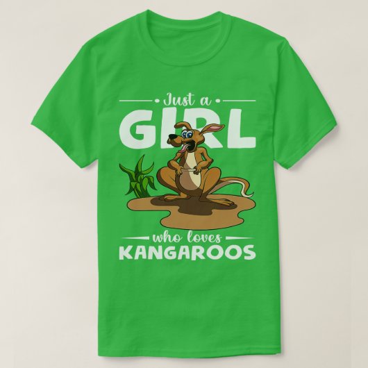 動物愛護オーストラリアKangaroを愛する女の子 Tシャツ (デザイン正面)