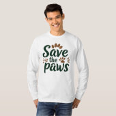 動物愛護ペット愛好家のためのセーブ・ザ・ポーズ動物保護 Tシャツ (正面フル)