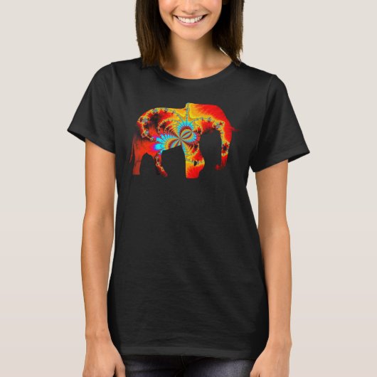 動物愛護象シルエットパターンフィリン Tシャツ (正面)
