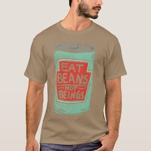 動物愛護 豆を食べよう 動物を食べるのはやめよう Tシャツ (正面)
