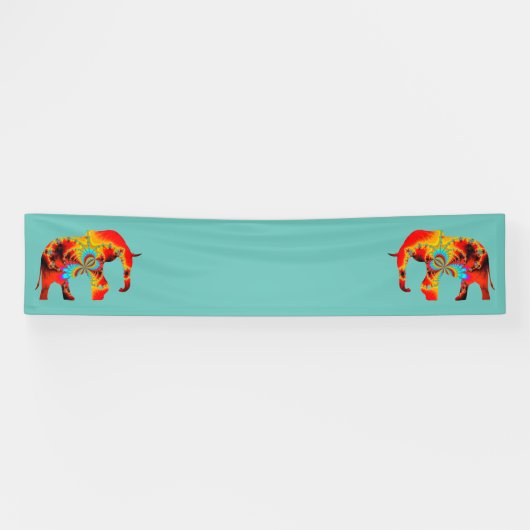 動物愛護 – 象シルエットフラクタル1 横断幕 (横)