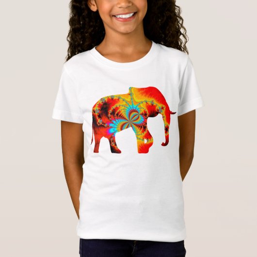 動物愛護 – 象シルエットフラクタル1 Tシャツ (正面)