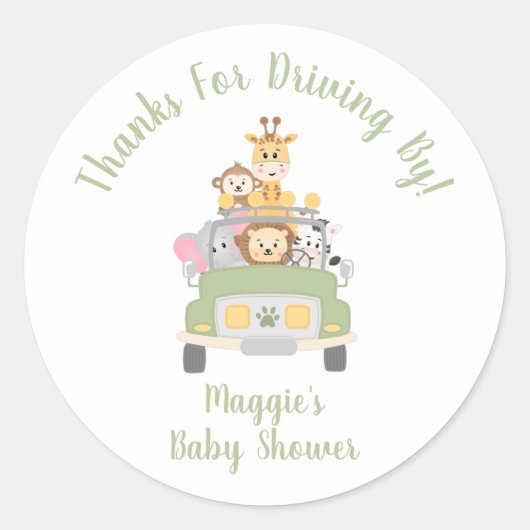 動物感謝していサファリのベビーシャワーで運転する ラウンドシール (正面)