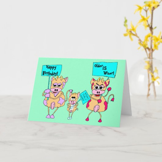 動物抗議者たち;ハッピーバースデー! カード (黄色い花)