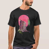 動物抽象芸術ヒョウJAGUARグリッチVAPORWAVE Tシャツ (正面)