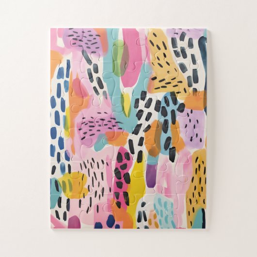 動物抽象芸術モダンレトロ ジグソーパズル (縦)