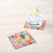 動物抽象芸術モダンレトロ スクエアペーパーコースター (インサイチュ)