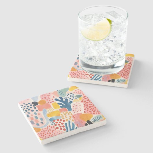 動物抽象芸術モダンレトロ ストーンコースター (横)