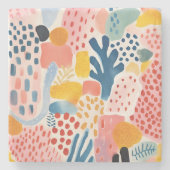 動物抽象芸術モダンレトロ ストーンコースター (正面)