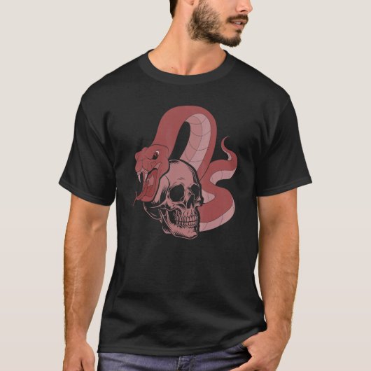 動物捕食者爬虫類飼育員スカルペット蛇 Tシャツ (正面)