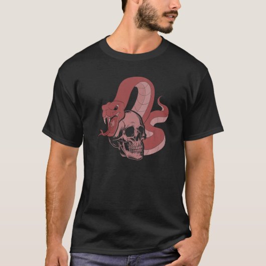 動物捕食者爬虫類飼育員スカルペット蛇 Tシャツ (正面)
