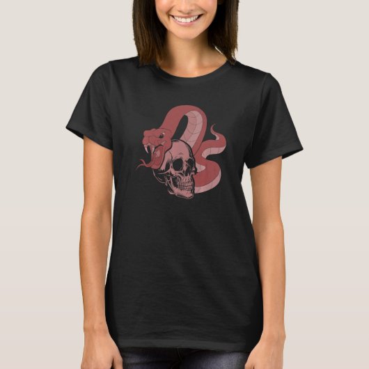 動物捕食者爬虫類飼育員スカルペット蛇 Tシャツ (正面)