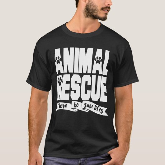動物救出部隊ボランティア避難所スタッフ動物 Tシャツ (正面)