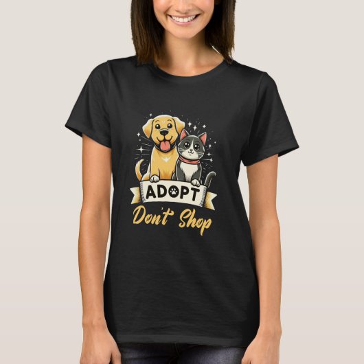 動物救護シェルターの猫Aを買い物しない Tシャツ (正面)