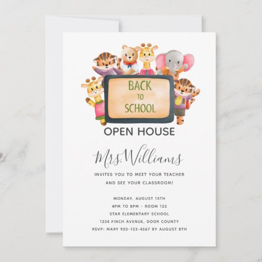 動物新学期オープンハウス招待状 招待状 (正面)