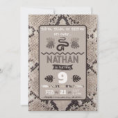 動物柄のヘビ タウペの誕生日招待状 招待状 (正面)