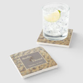 動物柄の結婚記念 ウェディングコースター アヒルの羽毛 ストーンコースター (横)