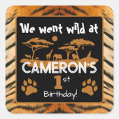 動物柄トラの誕生日ステッカー スクエアシール (正面)