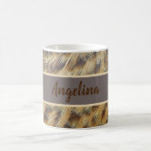 動物柄フォトブラウンと金ゴールド羽 コーヒーマグカップ (中央)
