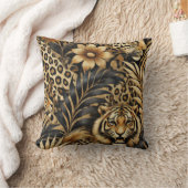 動物植物性プリント模様 クッション (ブランケット)