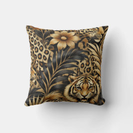 動物植物性プリント模様 クッション