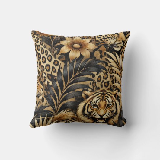 動物植物性プリント模様 クッション (裏面)