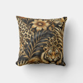 動物植物性プリント模様 クッション (正面)
