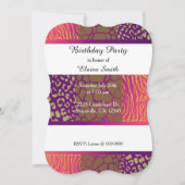 動物模様宝石トーン誕生日招待状 招待状 (正面)