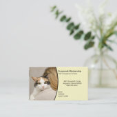 動物気にカスタム写真パステルイエロー背景 名刺 (スタンド正面)