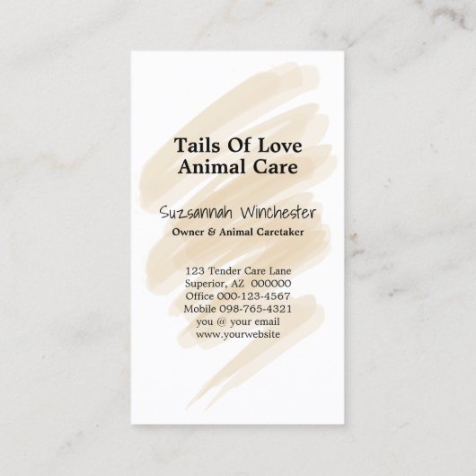 動物気にプロフェッショナル垂直方向の写真を追加 名刺 (裏面)