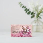 動物気にペットグルーミングスパサロン子犬 名刺 (スタンド正面)