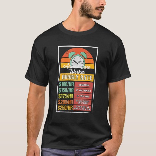 動物気に労働時間料金Gag Tシャツ (正面)