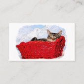 動物気に専門の寝た赤い赤いバスケット 名刺 (正面)
